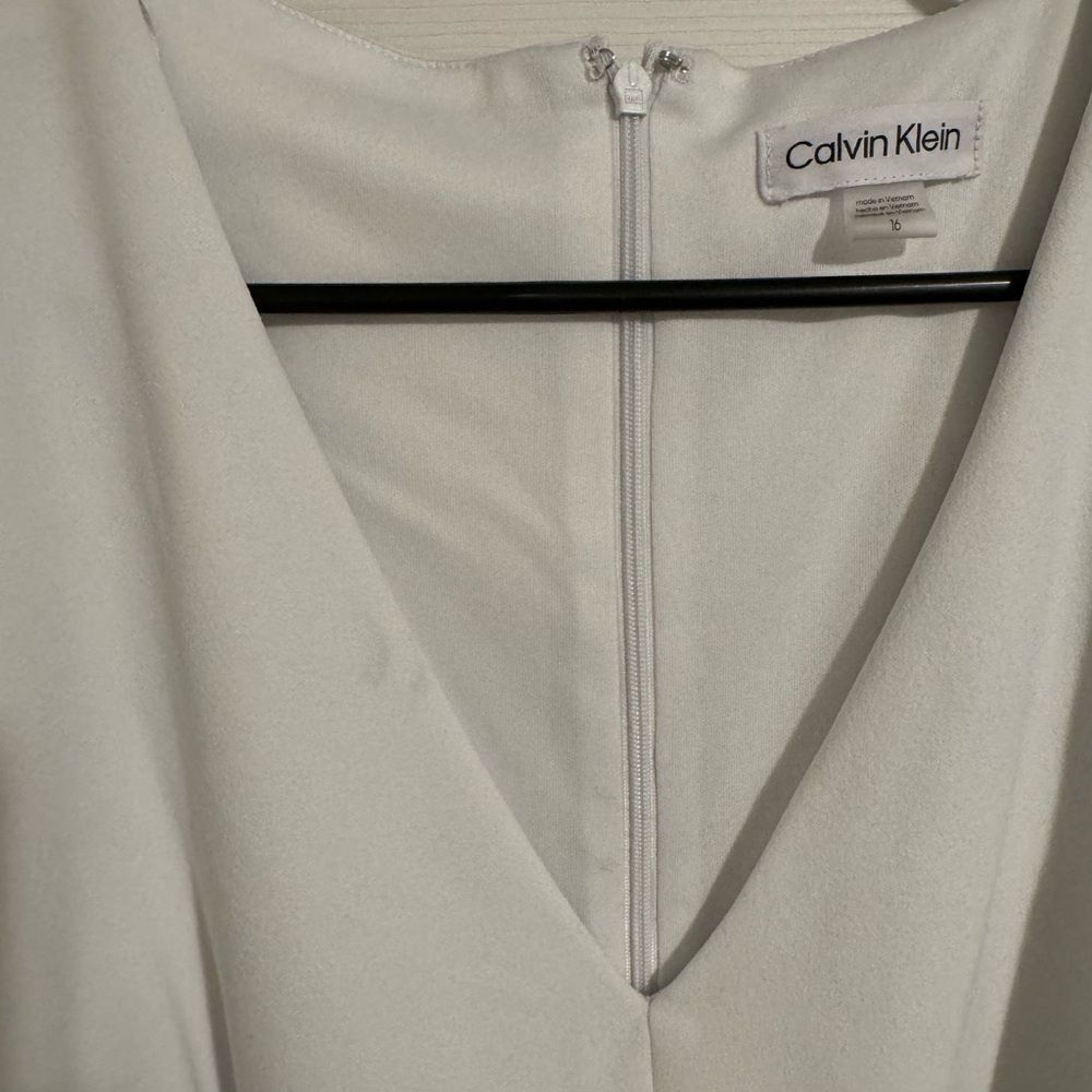 Calvin Klein - white puff sleeve classic dress size 16 - Picture 2 of 5